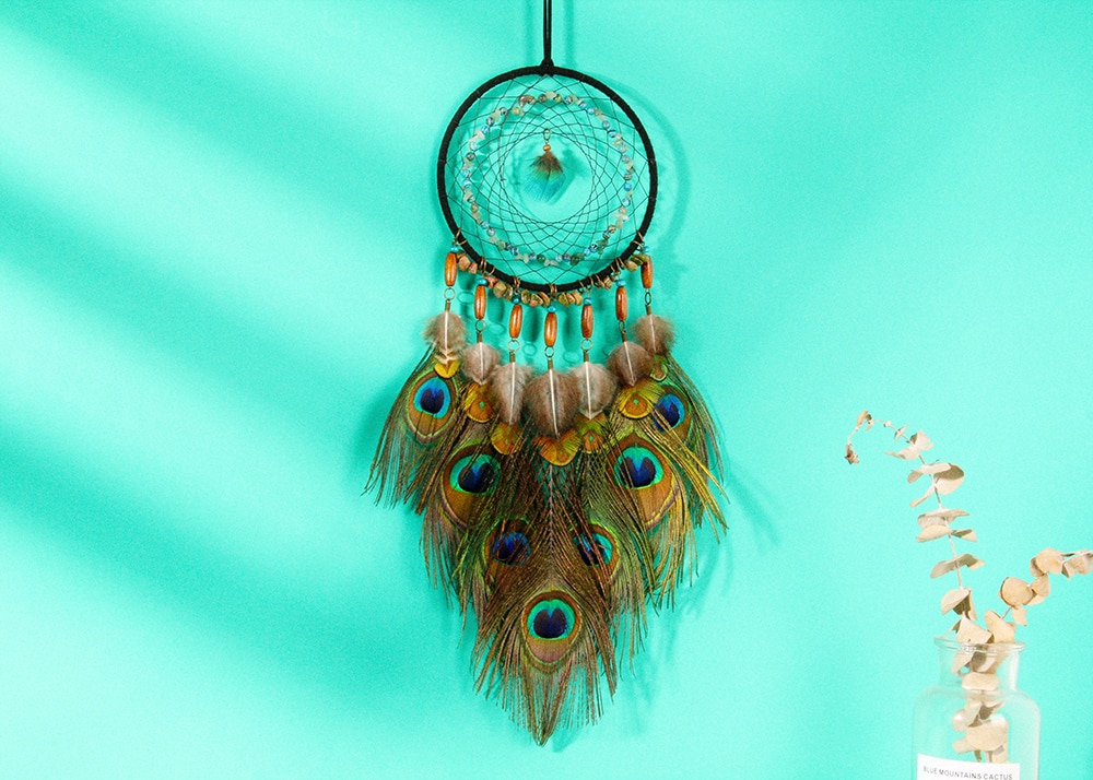Peacock Feather Decorated Dreamcatcher Peacock Feather Decorated Dreamcatcher