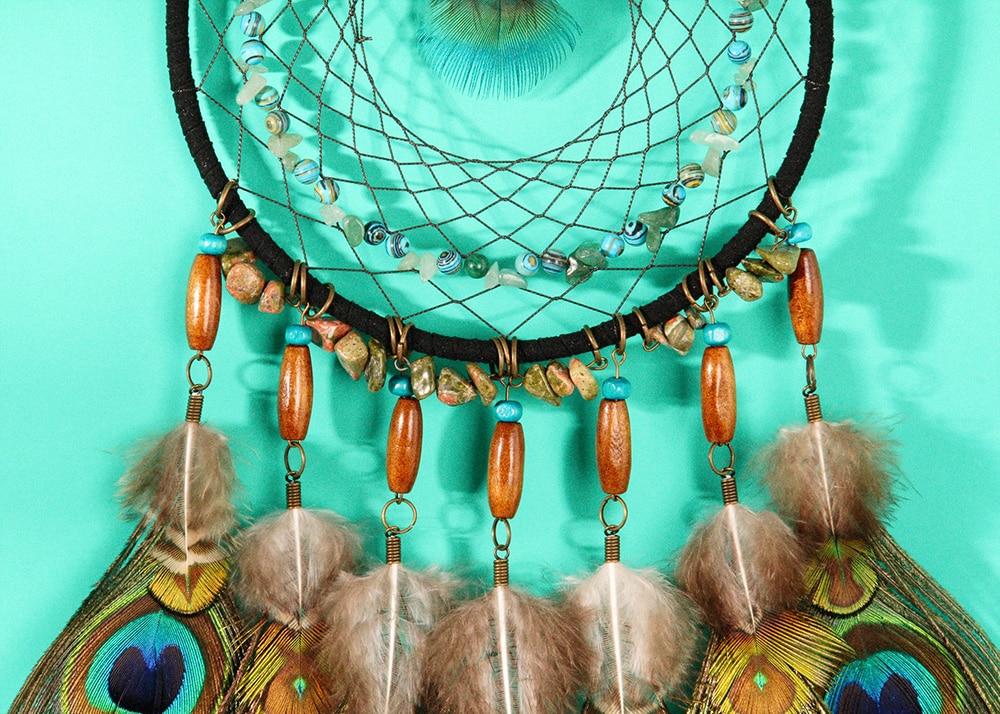 Peacock Feather Decorated Dreamcatcher Peacock Feather Decorated Dreamcatcher
