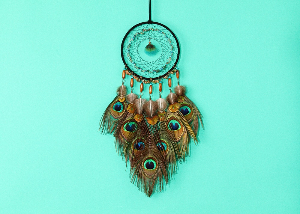 Peacock Feather Decorated Dreamcatcher Peacock Feather Decorated Dreamcatcher