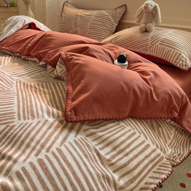 Luxury Heavyweight Cotton Bedding Set 100% Premium Washed Cotton Duvet Cover Set Cozy Home Decor King Size Ultra Soft Breathabe