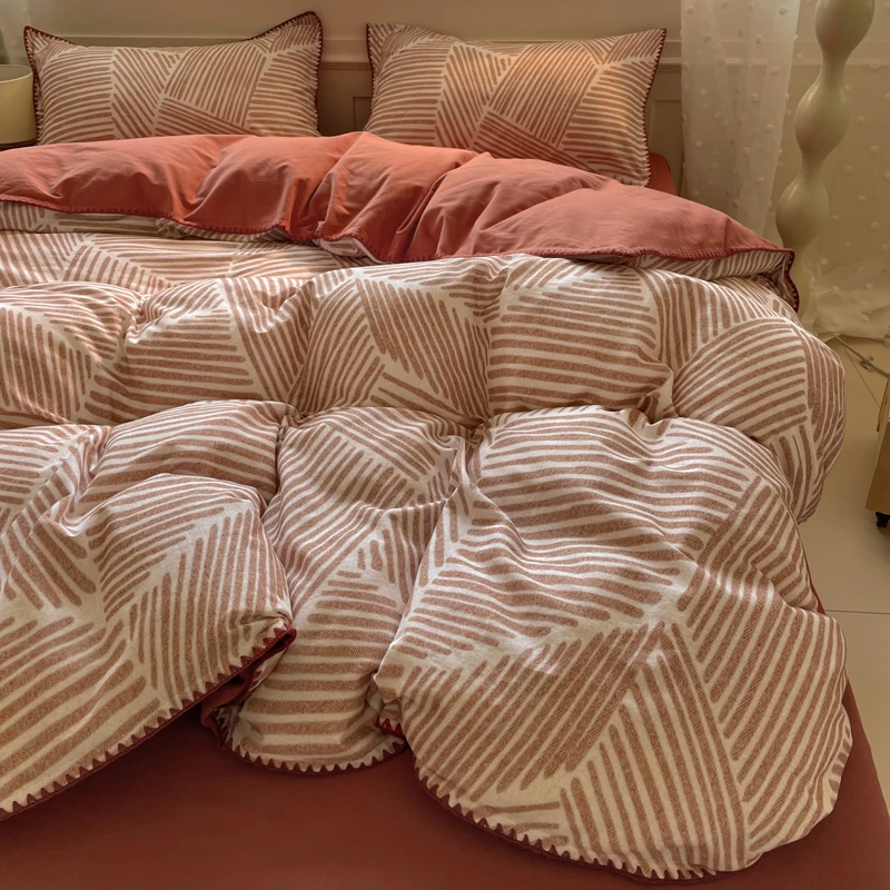 Luxury Heavyweight Cotton Bedding Set 100% Premium Washed Cotton Duvet Cover Set Cozy Home Decor King Size Ultra Soft Breathabe