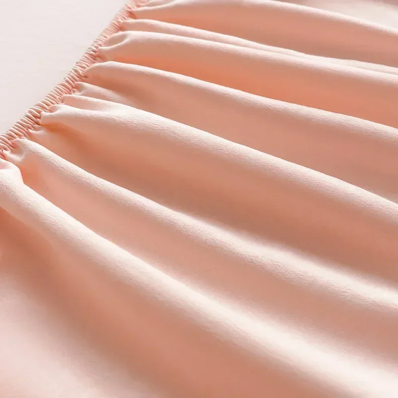 Fitted Bed Sheet with Elastic Band Solid Color Soft Cotton Mattress Cover for Single Double King Queen Bed 120/150/90/180/200