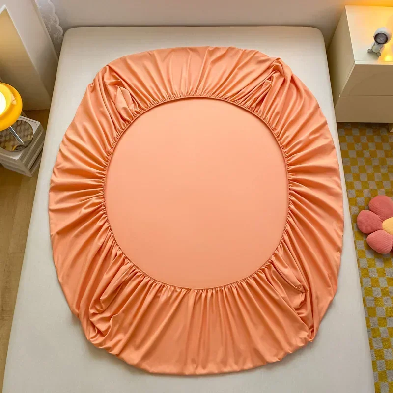 Fitted Bed Sheet with Elastic Band Solid Color Soft Cotton Mattress Cover for Single Double King Queen Bed 120/150/90/180/200