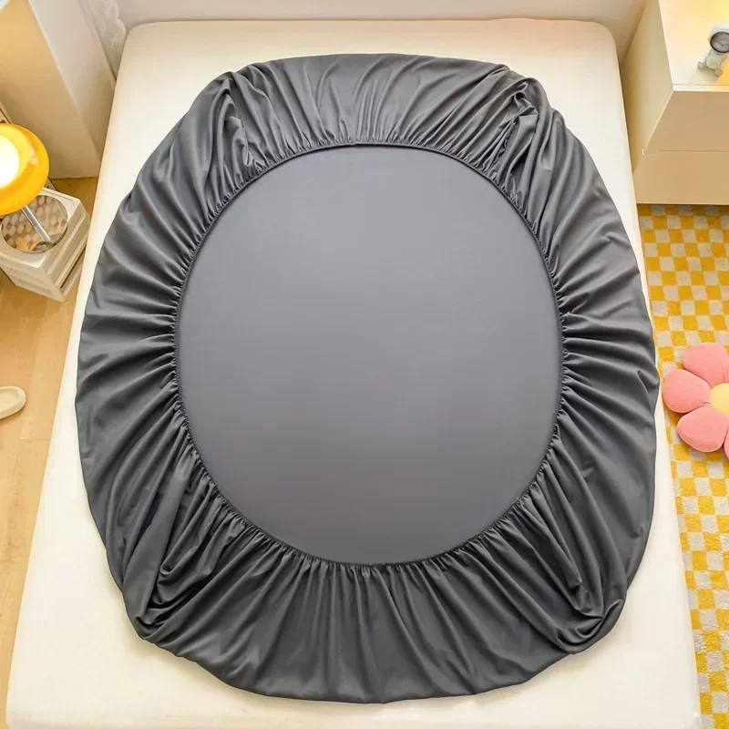 Fitted Bed Sheet with Elastic Band Solid Color Soft Cotton Mattress Cover for Single Double King Queen Bed 120/150/90/180/200