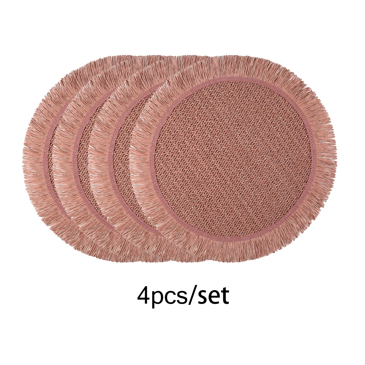 Set of 4 Table Round Woven Paper Placemat for Dining Table Paper Bohemian Woven Placemat