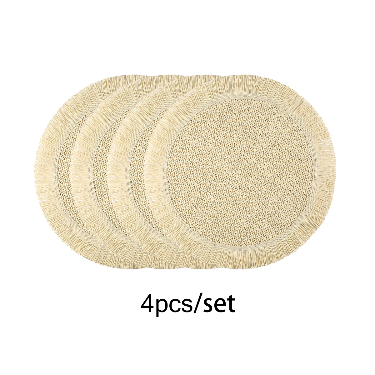 Set of 4 Table Round Woven Paper Placemat for Dining Table Paper Bohemian Woven Placemat