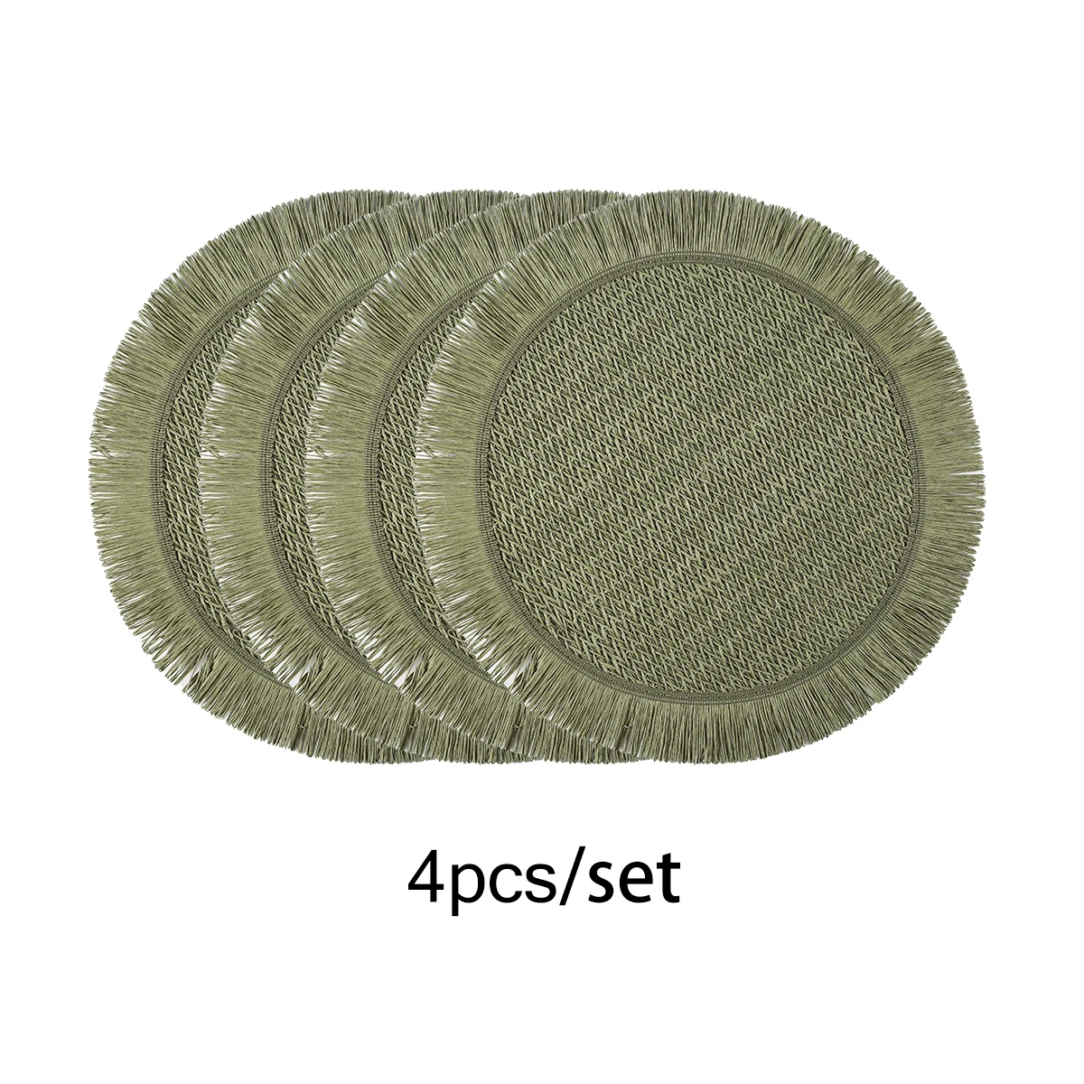 Set of 4 Table Round Woven Paper Placemat for Dining Table Paper Bohemian Woven Placemat