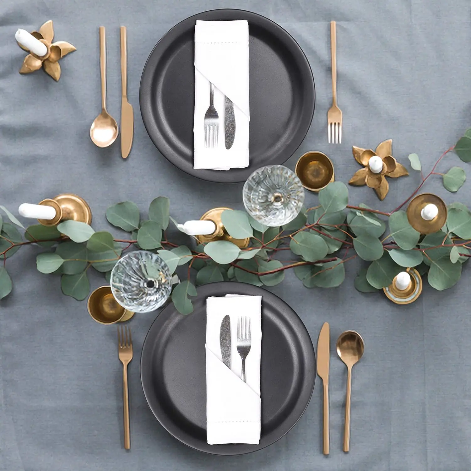 Set of 12 Cotton Cloth Dinner Napkin White Hemstitched Mitered Corners Perfect for Wedding Dinner Parties and Table Decorations