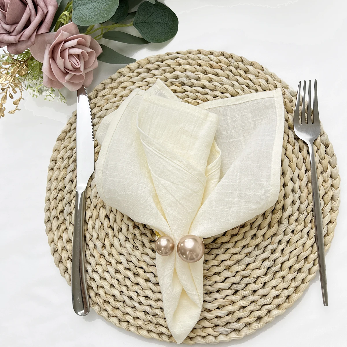 Set of 8 Cloth Napkins 30x45cm Cotton Fabric Serviette Reusable Kitchen Tea Table Towel for Baby Shower Wedding Table Decoration