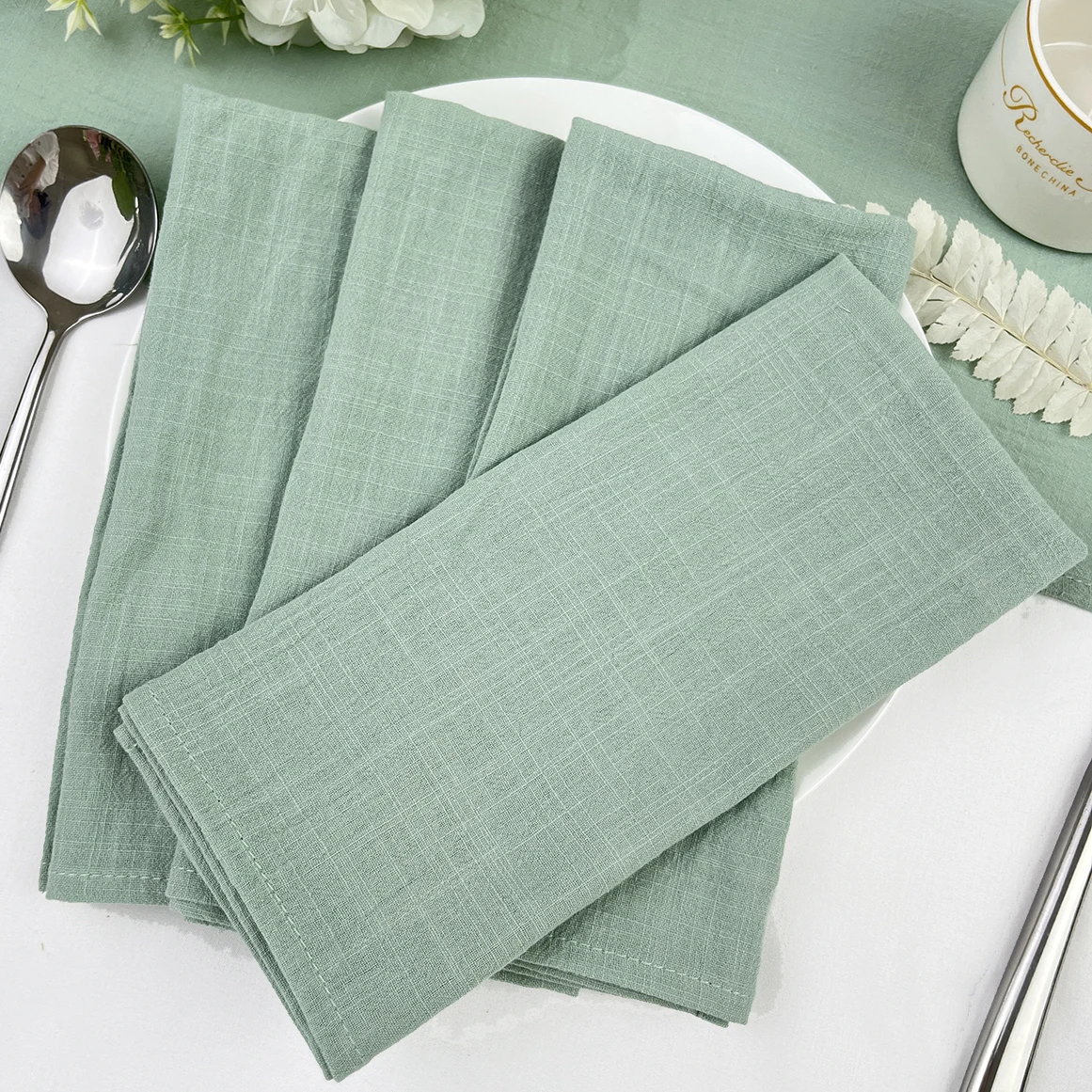 Set of 8 Cloth Napkins 30x45cm Cotton Fabric Serviette Reusable Kitchen Tea Table Towel for Baby Shower Wedding Table Decoration