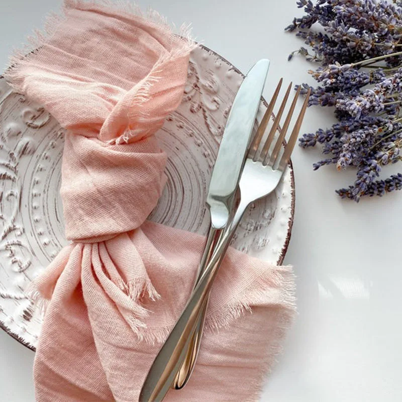 Factory Direct Cloth Napkins Set of 50 Gauze Crepe Cotton Fabric 43x43cm Dinner Tea Towel Kitchen Wedding Table Easter Decor