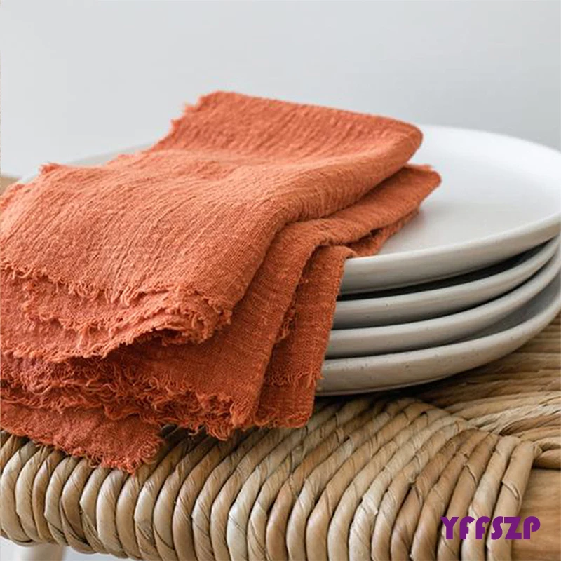 Factory Direct Cloth Napkins Set of 50 Gauze Crepe Cotton Fabric 43x43cm Dinner Tea Towel Kitchen Wedding Table Easter Decor